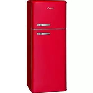 Freestanding fridge BOMANN DTR 353, total 208 L (160 L fridge + 48 L freezer), red, E class, 1430×550×568 mm