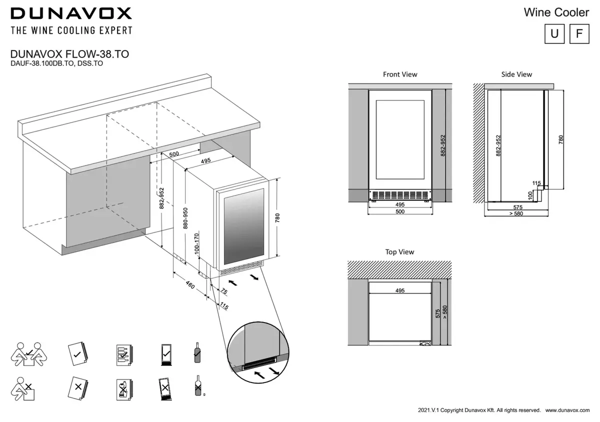 Dunavox DAUF38.100DB.TO двухзонный винный шкаф Photo 3