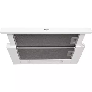 Semi-built-in cooker hood WHIRLPOOL AKR 749/1 WH — 599 mm, 304 m³/h, 62 dB, aluminium grease filter, LED, white