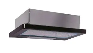 Built-in hood SCHLOSSER H3062GLB, telescopic, black glass panel, metal (aluminum) filter, 52 dB, energy class D