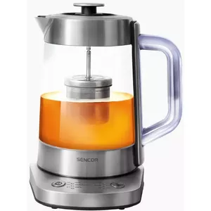 Электрический чайник SENCOR SWK1590SS 1.5 л 2200 Вт, нержавеющая сталь, регулировка 70–100°C, функция поддержания, сетка для чая