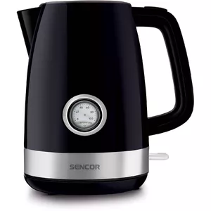 Электрический чайник SENCOR SWK1798BK — 1,7 л, 2150 Вт, чёрный, стальная нагревательная база, термометр