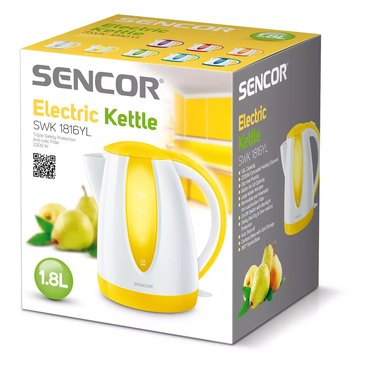 SENCOR SWK1816YL electric kettle 1.8 L 2000 W Photo 2