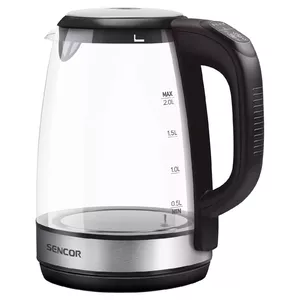 Electric kettle SENCOR SWK2090BK — 2 L, 2200 W, stainless steel/black, transparent window