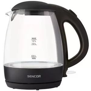 Electric kettle SENCOR SWK2300BK 1.7L 2200W Black glass body, 360° base, safety lock, anti-scale filter