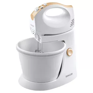 Hand mixer SENCOR SHM 5330 EUE3 — 500 W, 5 speeds, turbo pulse, 3 L rotating bowl, white/yellow