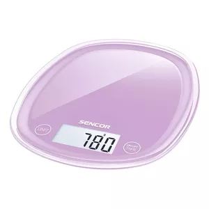 Electronic kitchen scale SENCOR SKS 35VT — 5 kg capacity, 1 g accuracy, purple, 26 mm thin