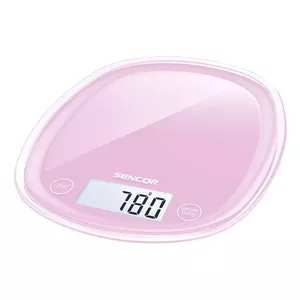 Electronic kitchen scale SENCOR SKS 38RS — 5 kg capacity, 1 g accuracy, pink, 26 mm thin