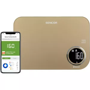 Kitchen scale SENCOR SKS7077CH — digital, up to 5 kg, 1 g precision, nutrition app Bluetooth pairing, AAA battery