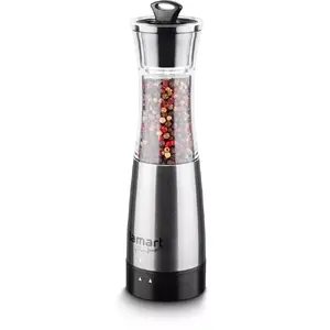 Salt & pepper grinder LAMART LT7012 — glass housing, stainless steel, plastic, Ø 6 cm, black/transparent