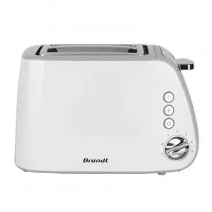 Toaster BRANDT TO2T1050W — 2-slice white, 7 browning levels, defrost, pastry tray