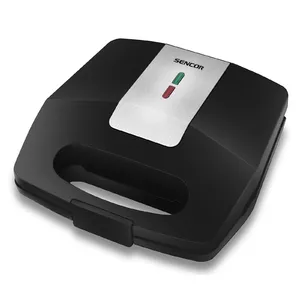 Sandwich maker SENCOR SSM 9410SS — 700 W, 3 interchangeable plates (sandwich, panini, waffle), 4 sandwiches, black/silver