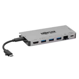 Док-станция USB-C Tripp Lite U442-DOCK5D-GY — 4K HDMI, USB 3.x 5 Гбит/с, USB-A/C хаб, GbE, SD/MicroSD, 100 Вт PD, съёмный кабель, серый