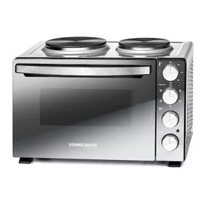 Настольная плита Rommelsbacher KM 3300 электрическая с двумя цельными конфорками — 2 конфорки, 30 л духовка, вертел, 3250 Вт, серебристо-чёрная