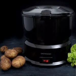 Electric potato peeler Melissa 18220001, freestanding, 85 W, 1 kg capacity, black, includes salad spinner