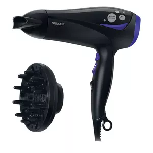 Matu fēns SENCOR SHD 108VT — 2000 W, jonizācija, 2 ātrumi, 3 siltuma līmeņi, aukstais režīms, melns
