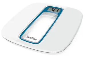 Elektroniskās personiskās svari Terraillon 14470 — 160 kg kapacitāte, 100 g precizitāte, kvadrātiskas baltas