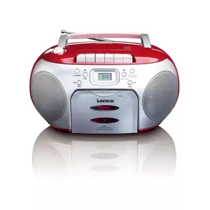 Lenco SCD-420 Portable CD Player with FM Radio and Cassette Deck, Black and Red