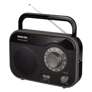 Portable analog radio SENCOR SRD 210 B — AM/FM, 1 W, 3.5 mm headphone, black