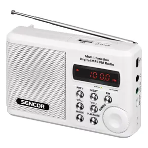 Radio SENCOR SRD 215 W — analog FM tuner 88–108 MHz, 2 W RMS, 3.5 mm headphone, 230 V, white