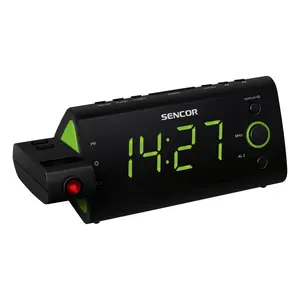 Clock radio SENCOR SRC 330 GN — digital FM tuner, 1.2" (3.05 cm) LED display, time projection, black/green