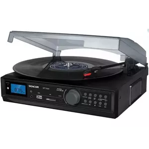 Turntable SENCOR STT 212U with FM tuner, USB, SD, Bluetooth, built-in speakers, 33/45/78 RPM