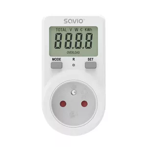 Savio AE-02 vatmetrs Balts Plastmasa Iebūvēta displeja LCD 3680 - 3680 W