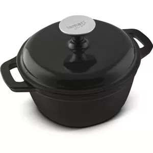 Oven pot LAMART LT1207 ceramic enameled cast iron 18 cm, 1.5 L, black