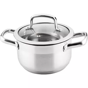 Ковш LAMART LTSS1810 из нержавеющей стали 18 см Ø, 2,6 л, стеклянная крышка, подходит для индукции
