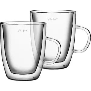 Glass cup set LAMART LT9008, double borosilicate thermo, 420 ml, 2 pcs, 11.5 cm