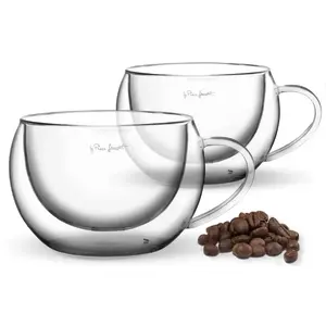 Чашки для капучино Borosilicate Glass Lamart LT9012 двухслойные 270 мл набор 2 шт.