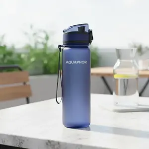 Фильтрующая бутылка Aquaphor Filter Bottle City 500 мл, тёмно‑синяя, сменный картридж 150 л, матовое покрытие, ремешок и защитная крышка