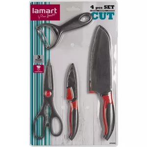Набор 4 шт - 2 ножа, скребок, ножницы Lamart LT2098