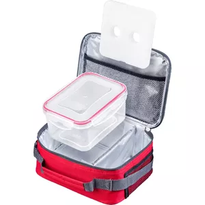Cooler bag with gel ice pack Lamart LT6022 — polyester bag, gel pack and 1.1 L plastic box, red