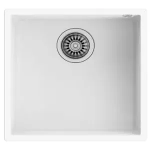 Flush-mounted sink TEKA Square 40.40 TG White 440×440 mm, Tegranite 1 bowl