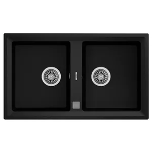 Undermount double-bowl sink TEKA Stone 90B TG onyx – Tegranite, high resistance surface