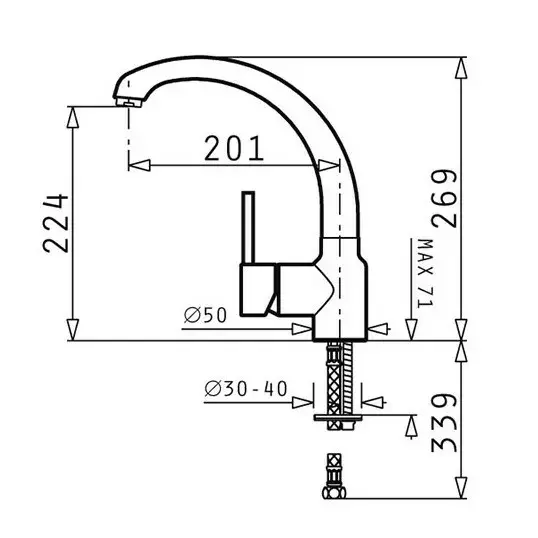 Kitchen tap PYRAMIS 090912101 single lever Photo 2
