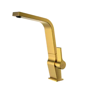 Кухонный смеситель TEKA ICC 915 Brass 116030006 — высокий поворотный излив, PVD-покрытие, керамический картридж, гибкие подводки 3/8"–1/2"