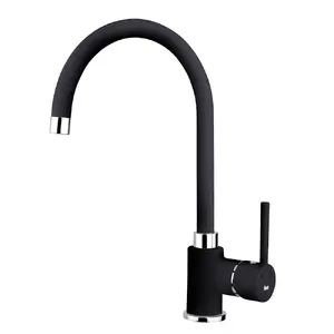 Viena sviras virtuves jaucējkrāns TEKA SP995 onyx metallic black — brīvi stāvošs maisītājs, grozāms iztecējums, pretkaļķa aerators, 3/8” fleksibilās ieplūdes, augstums 218/341 mm