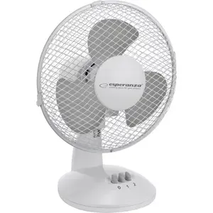 Table fan ESPERANZA ZEPHYR White — 3-blade, 23 cm diameter, 2 speeds, tilt adjustable, 220–230 V, 30 W