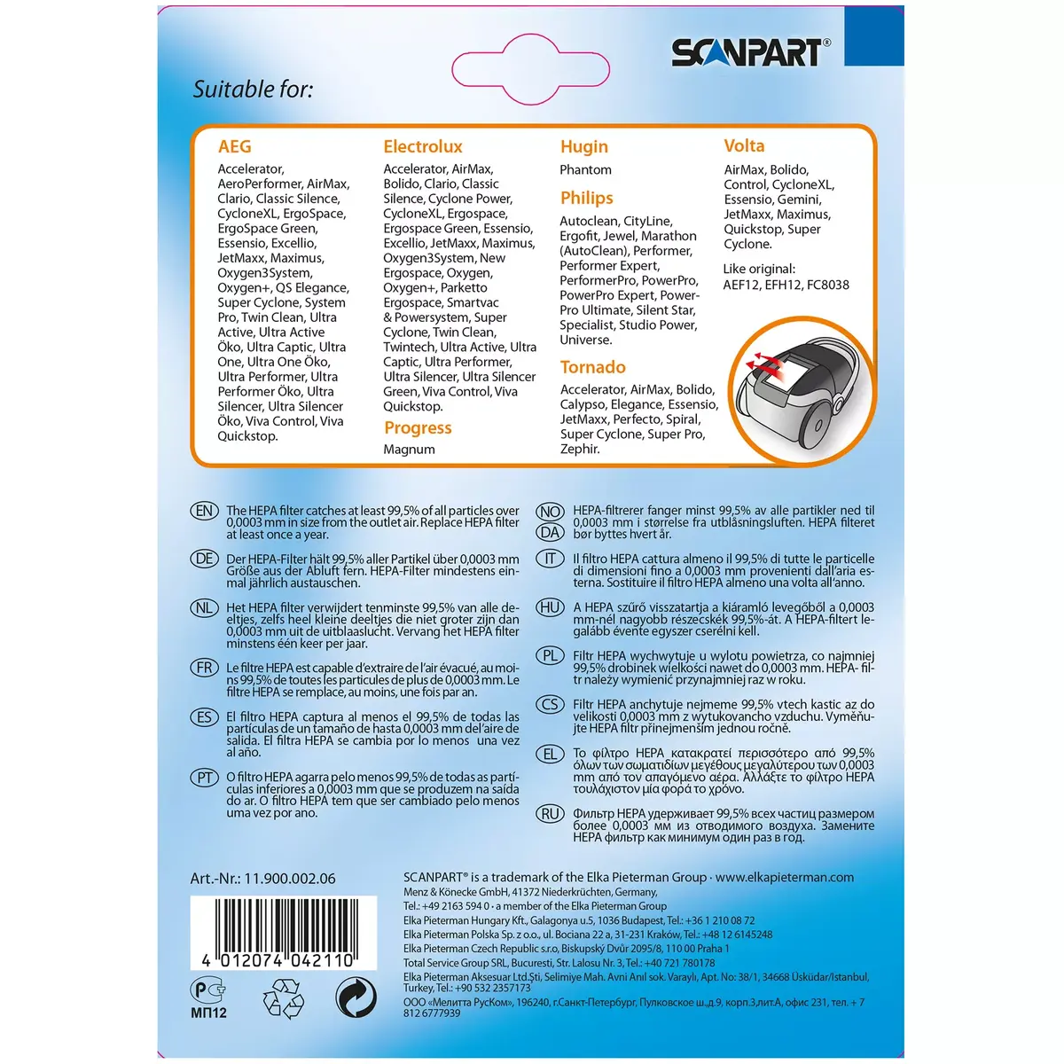 SCANPART HEPA H12 filtrs 1190000206 Photo 3