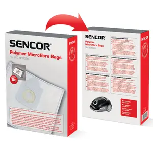 Putekļu maisiņi cilindriskajam putekļsūcējam SENCOR SVC 9000BK — mikrošķiedra, 5 gab.