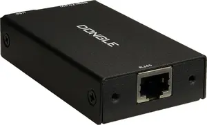 Interface adapter INTER-TECH KT-150D — RJ-45 (female) to DVI‑D, wired, max 1980×1080, includes USB A–B cable, metal, black
