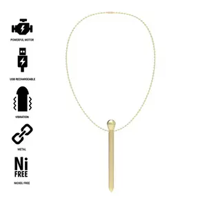 Clitoral Pocket Stimulator Necklace IBIZA TECHNOLOGY IBIZA — USB rechargeable, 12 vibration modes, size 12.2 x 1.5 cm, golden