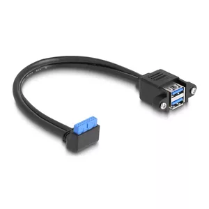 DeLOCK Cable USB 5 Gbps pin header female 90° angled to 2 x USB Type-A female 50 cm