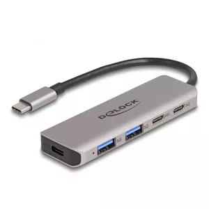 DeLOCK USB Hub 5 Gbps 2 Port USB Type-C and 2 Port Type-A Grey Metal