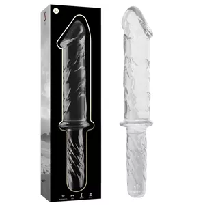 Dildo Nebula sērija no Ibiza borosilikāta stikla caurspīdīgs 28.5 cm