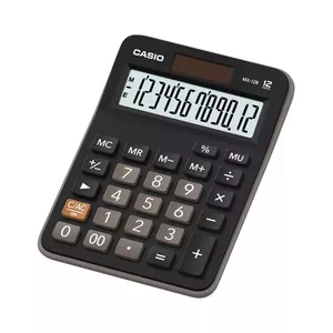 Office calculator CASIO MX-12B — 12-digit, battery/solar, 26 keys, black, plastic housing