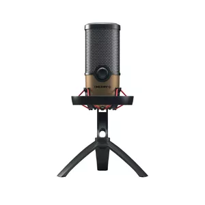 Galda mikrofons CHERRY UM 9.0 PRO RGB — USB, 24 bitu/192 kHz, vads, melns/vara, kabelis 2,5 m