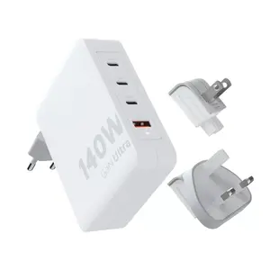 Portable 140W GaN Travel Charger Xtorm XVC2140 with 3× USB-C PD ports and 2 m USB-C cable, white